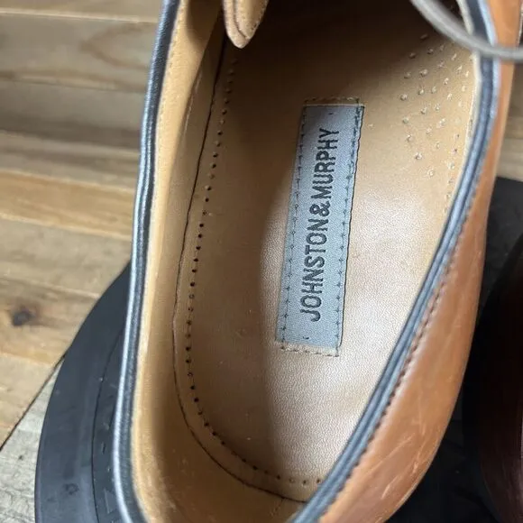 Johnston &amp; Murphy Mens Size 10.5 Melton Lace Up Dress Shoes Brown Leather