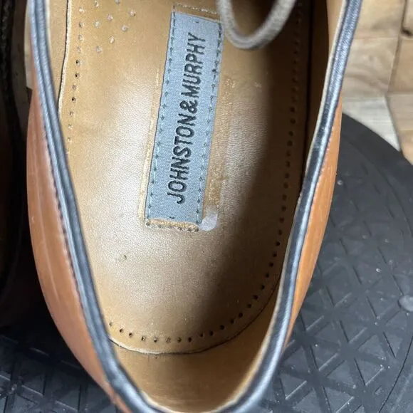 Johnston &amp; Murphy Mens Size 10.5 Melton Lace Up Dress Shoes Brown Leather