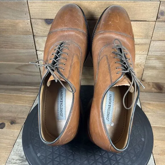 Johnston &amp; Murphy Mens Size 10.5 Melton Lace Up Dress Shoes Brown Leather