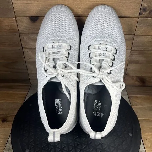 Johnston &amp; Murphy Shoes Men's Sz 8M Parsons Knit U Throat White Gray Sneakers