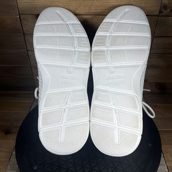 Johnston &amp; Murphy Shoes Men's Sz 8M Parsons Knit U Throat White Gray Sneakers