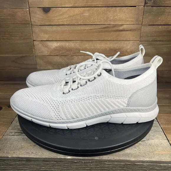 Johnston &amp; Murphy Shoes Men's Sz 8M Parsons Knit U Throat White Gray Sneakers
