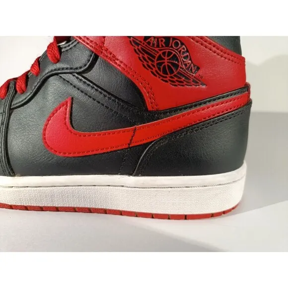 Jordan 1 Mid Shoes Men's Size 7.5 Red Alternate Bred