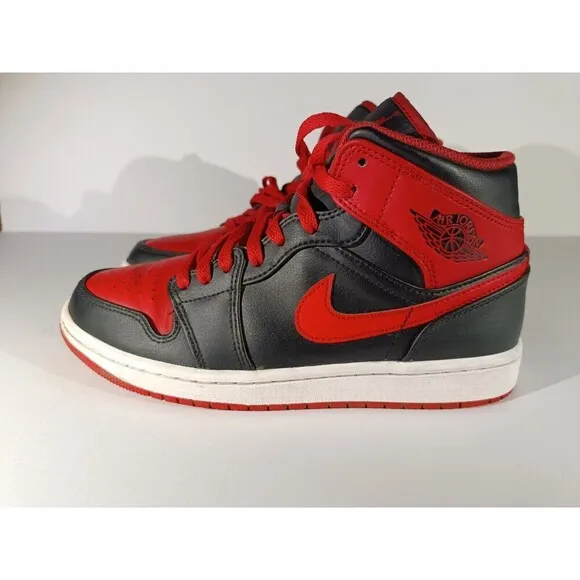 Jordan 1 Mid Shoes Men's Size 7.5 Red Alternate Bred