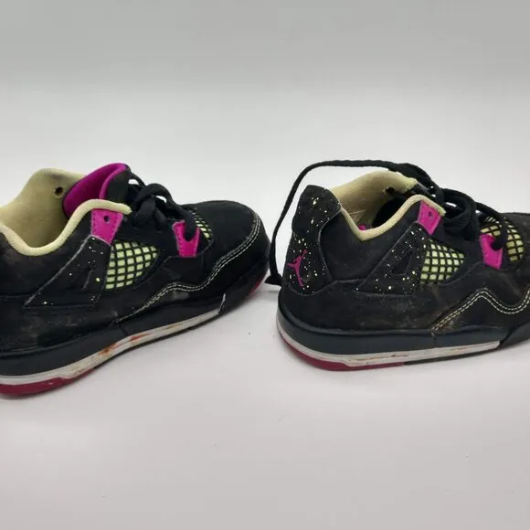 Jordan 4 Retro GT Baby Toddlers Shoes Black-Fuchsia-Liquid Lime Size 7C