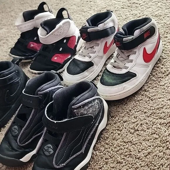 Jordan nike vans kids shoe lot 5 pairs play sneakers easy strap mid top bundle