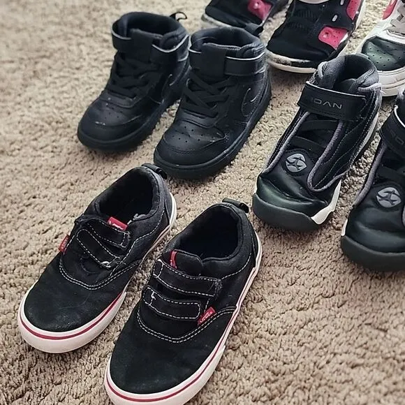 Jordan nike vans kids shoe lot 5 pairs play sneakers easy strap mid top bundle