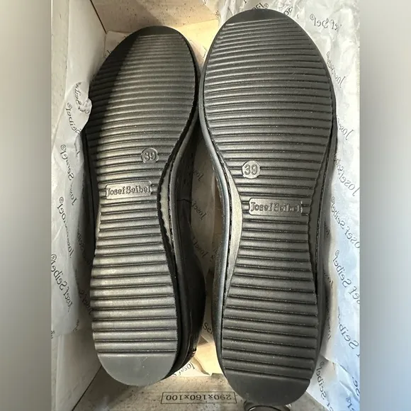 Josef Seibel Women’s Pippa 29 Black Nesty Oil Burnish Leather Ballet Flat Sz 39