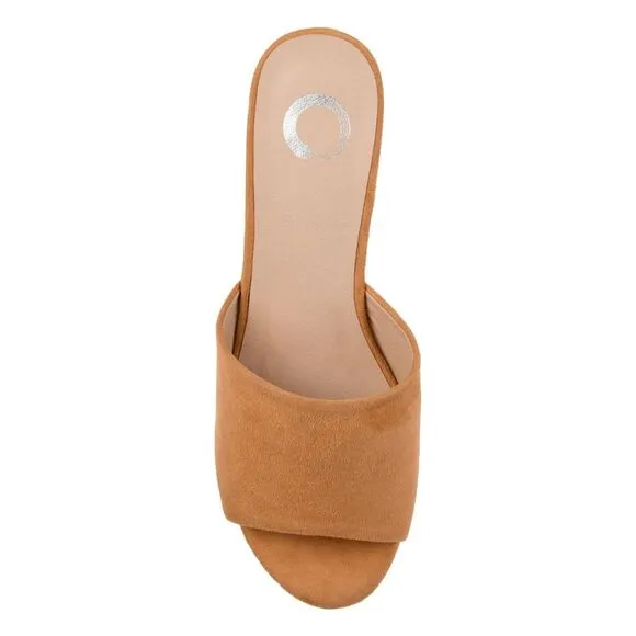 JOURNEE COLLECTION Womens Brown Pavan Toe Wedge Slip On Slide Sandals Shoes 9 M