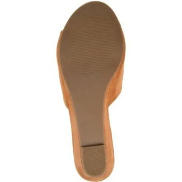 JOURNEE COLLECTION Womens Brown Pavan Toe Wedge Slip On Slide Sandals Shoes 9 M