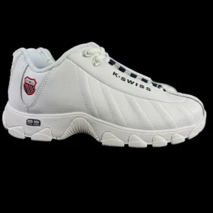 K-Swiss ST329 CMF White Navy Red Shoes Men's 03426-130 Sizes 8.5 - 14 EEE