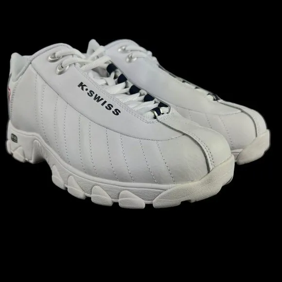 K-Swiss ST329 CMF White Navy Red Shoes Men's 03426-130 Sizes 8.5 - 14 EEE