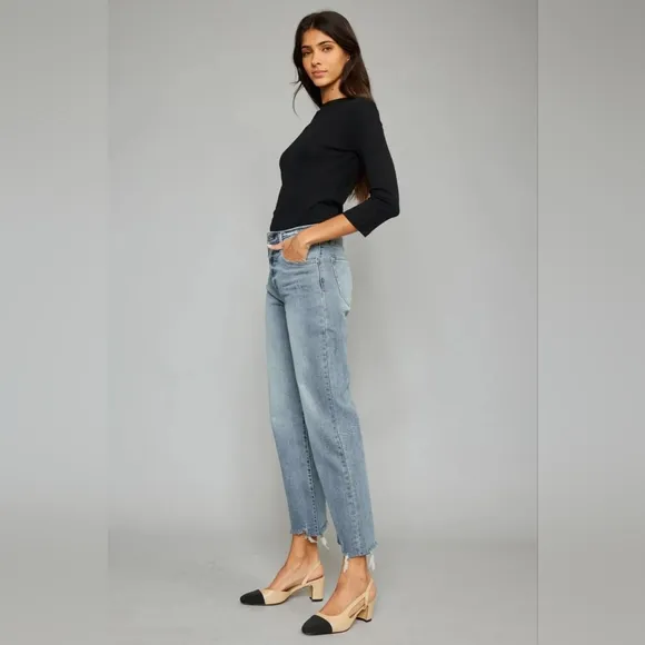 Kancan High Waist Raw Hem Cropped Wide Leg Jeans Price Drop!!   20%OFF