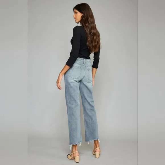 Kancan High Waist Raw Hem Cropped Wide Leg Jeans Price Drop!!   20%OFF