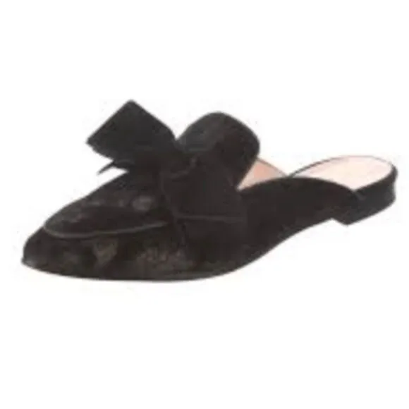Kate Spade Shoes Womens 6.5 Black Gold Metallic Mule Slip On Carnegie Bow Velvet