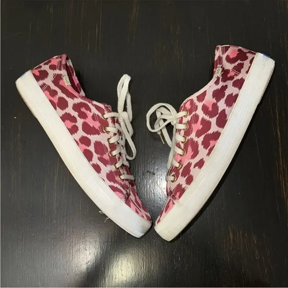 Ked’s X Kate Spade pink leopard print sneakers 11 shoes BARELY WORN