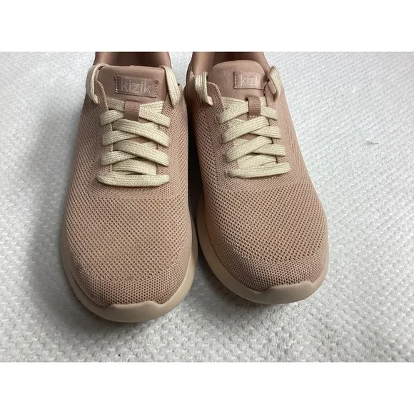 Kizik Athens Fawn HandsFree  Shoes 8.5 WIDE Blush Coral Lace-up Comfort Sneakers
