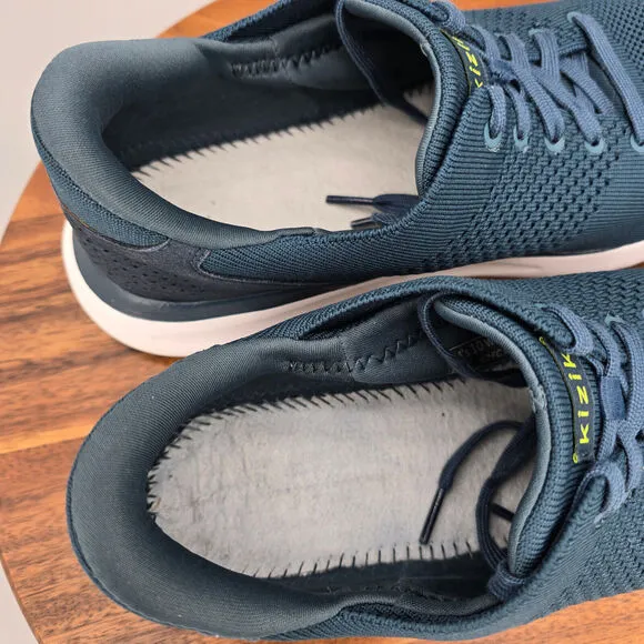 Kizik Lima Shoes Men's 10 Wide Blue Knit Slip On Hands Free Sneakers NO INSOLES