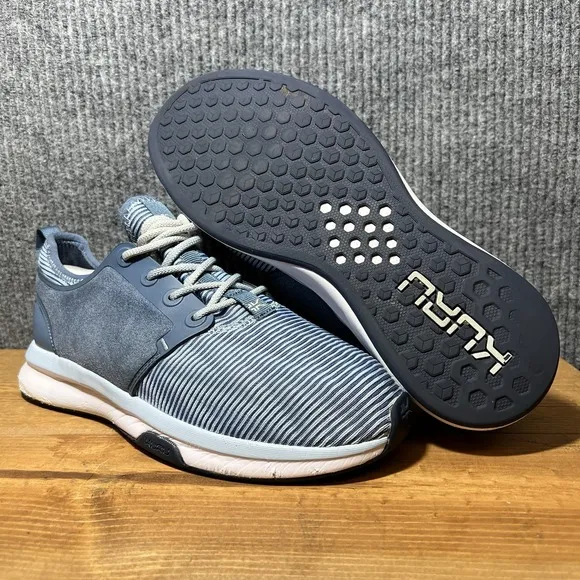 KURU Atom Cloud Women's Size 8 Wide Running Sneakers Shoes Blue Zigzag
