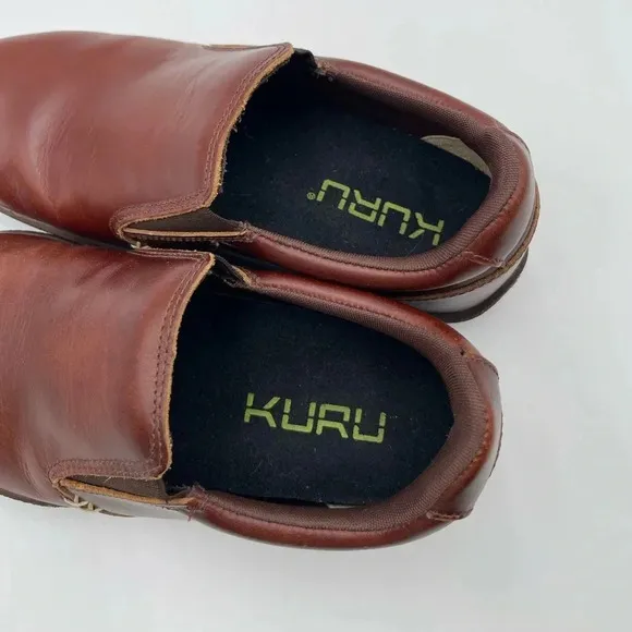 KURU Men's Kivi Brown Leather Walking Slip-On Loafer Size 7.5 Plantar Fasciitis
