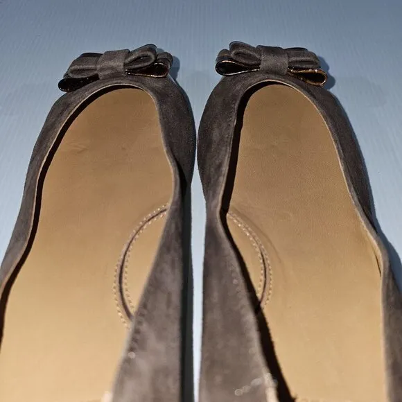 L'Amour Des Pieds Farida Bow Pumps Slip On Chocolate Kid Suede Croc Size 10