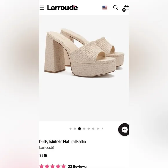Larroude Dolly Mule in Natural Raffia