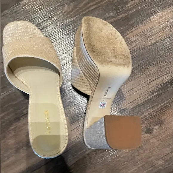 Larroude Dolly Mule in Natural Raffia