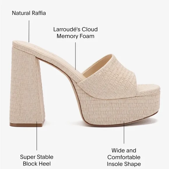 Larroude Dolly Mule in Natural Raffia