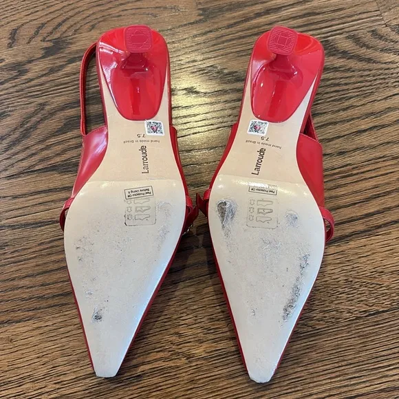 Larroude Ines Red Slingback Heels, 7.5, cloud memory foam