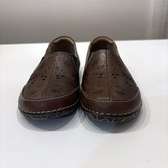 L’Artiste by Spring Step Women's Libora Brown Leather Slip‎ On Shoes US Size 7