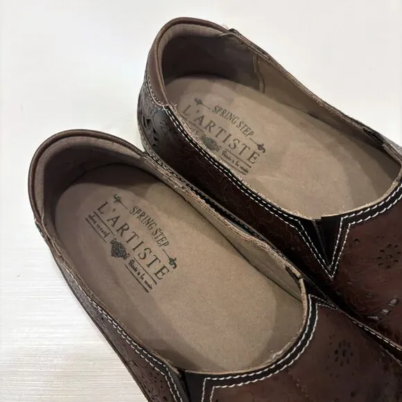 L’Artiste by Spring Step Women's Libora Brown Leather Slip‎ On Shoes US Size 7