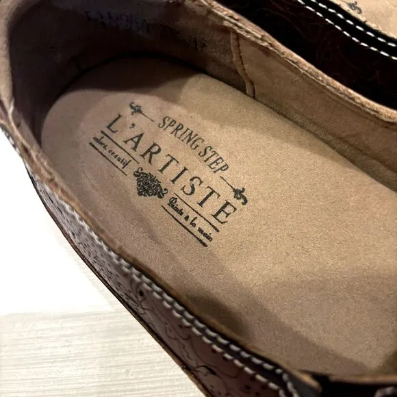 L’Artiste by Spring Step Women's Libora Brown Leather Slip‎ On Shoes US Size 7