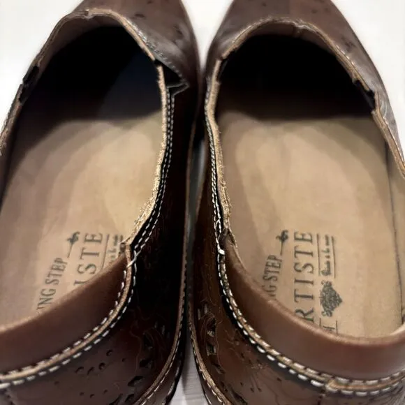 L’Artiste by Spring Step Women's Libora Brown Leather Slip‎ On Shoes US Size 7