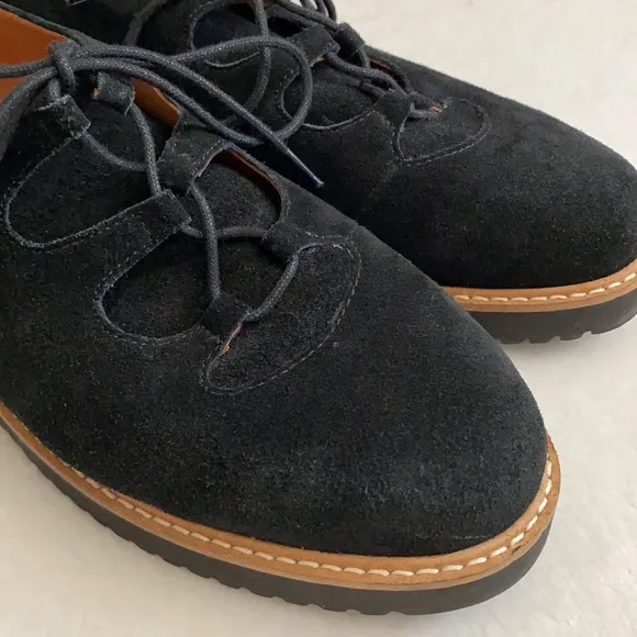 {LDP} L'Amour Des Pieds | Ximena Suede Leather Lace Up Oxford Loafers Black (9M)