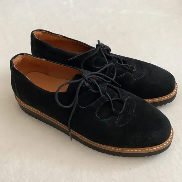 {LDP} L'Amour Des Pieds | Ximena Suede Leather Lace Up Oxford Loafers Black (9M)