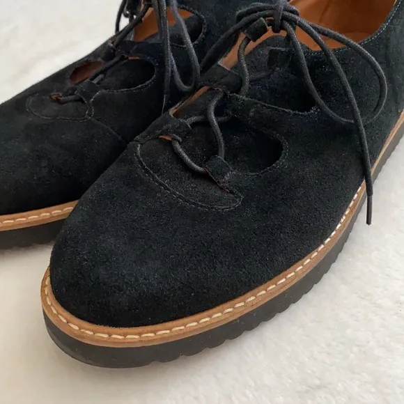 {LDP} L'Amour Des Pieds | Ximena Suede Leather Lace Up Oxford Loafers Black (9M)