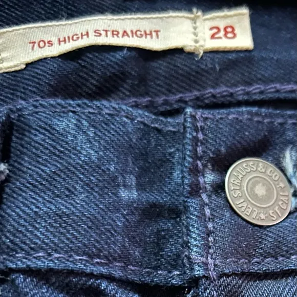 LEVIS 70's high waist straight hemp jeans denim blue print 28x29
