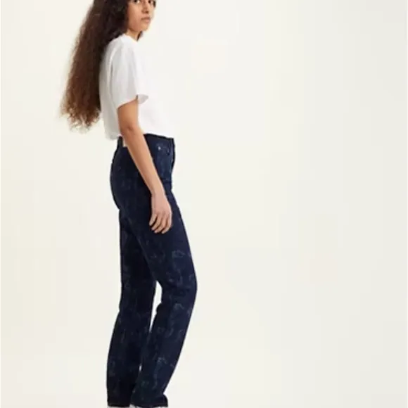LEVIS 70's high waist straight hemp jeans denim blue print 28x29