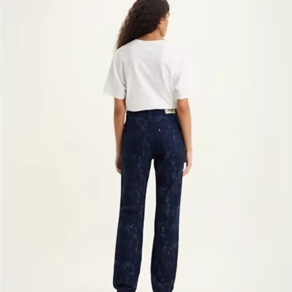 LEVIS 70's high waist straight hemp jeans denim blue print 28x29