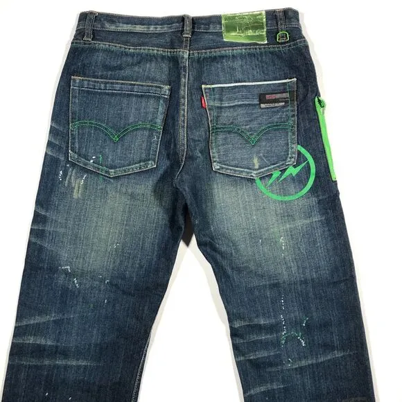 Levis Fenom Fragment Designs Paint Splatter Jeans Pants Size 32x29 Blue B34