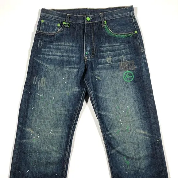 Levis Fenom Fragment Designs Paint Splatter Jeans Pants Size 32x29 Blue B34