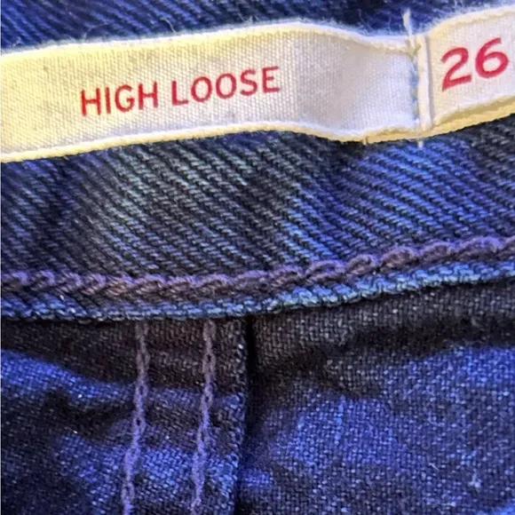 LEVI’S premium high loose 90’s jeans dark blue denim baggy leg 26”