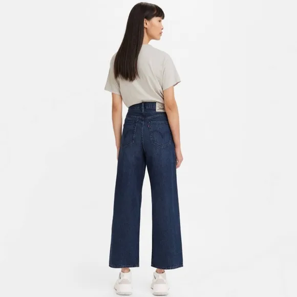 LEVI’S premium high loose 90’s jeans dark blue denim baggy leg 26”