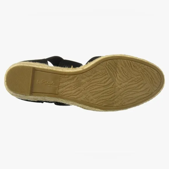 Life Stride Shoes Women- Keaton Wedge Loafer Size 8.5 Black Authentic NEW IN BOX