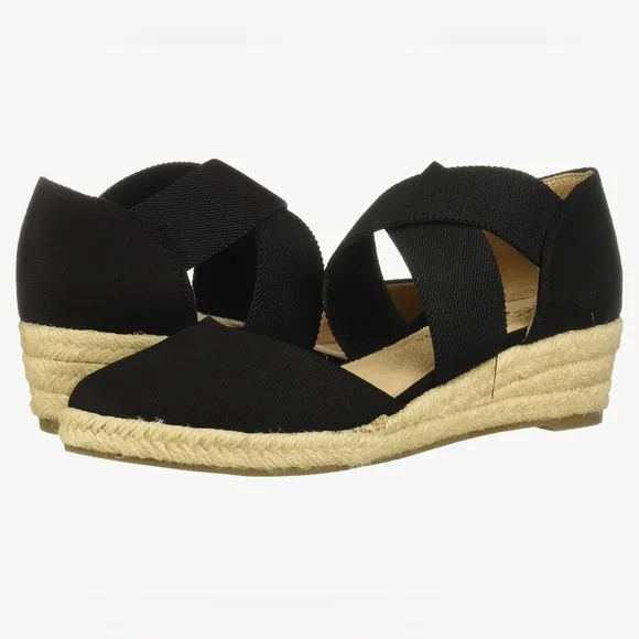 Life Stride Shoes Women- Keaton Wedge Loafer Size 8.5 Black Authentic NEW IN BOX