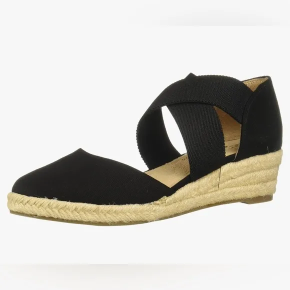 Life Stride Shoes Women- Keaton Wedge Loafer Size 8.5 Black Authentic NEW IN BOX