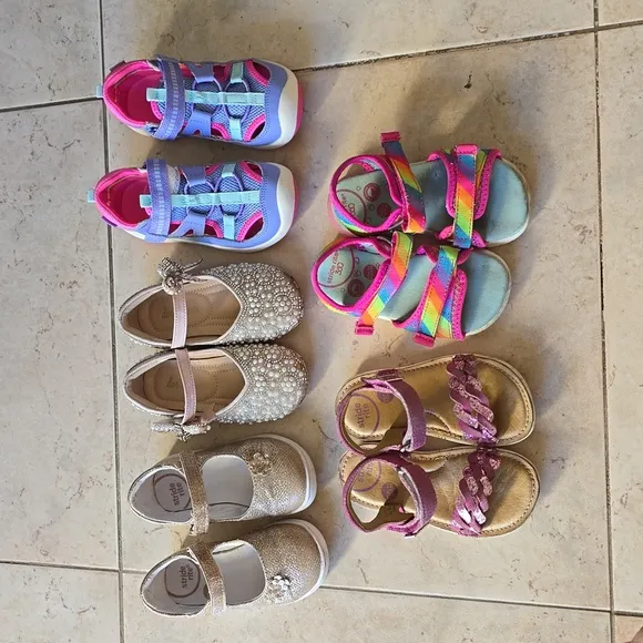 Lot of 4 Stride Rite Girls Size 8, 8W, 8.5W, 9W and Doe a Dear Shoes 175