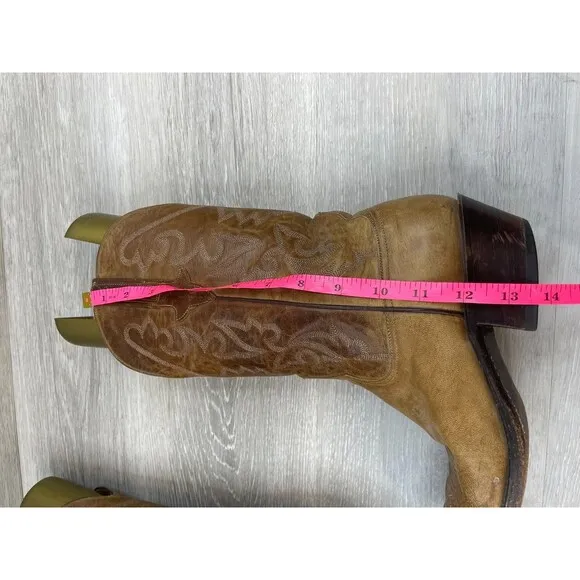 Lucchese 72098 Men's Boot Western Cowboy Embroidered Leather Pull-On 8.5D Brown