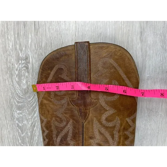 Lucchese 72098 Men's Boot Western Cowboy Embroidered Leather Pull-On 8.5D Brown