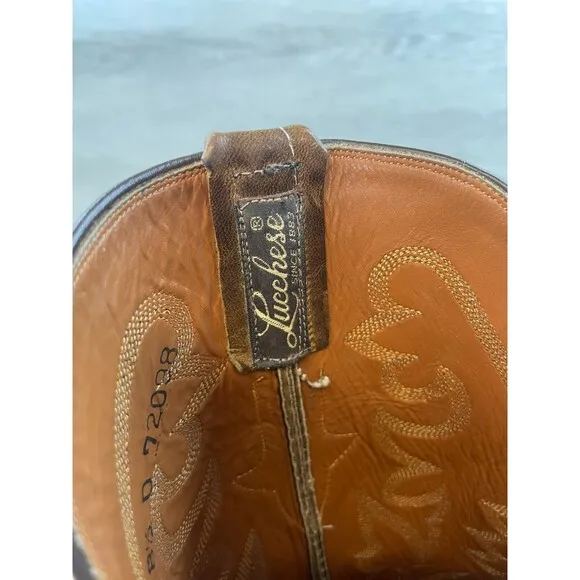 Lucchese 72098 Men's Boot Western Cowboy Embroidered Leather Pull-On 8.5D Brown